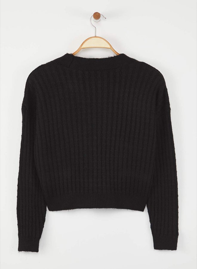 trendyol Black*001 Soft Texture Plain Knitted Cardigan - Image 5