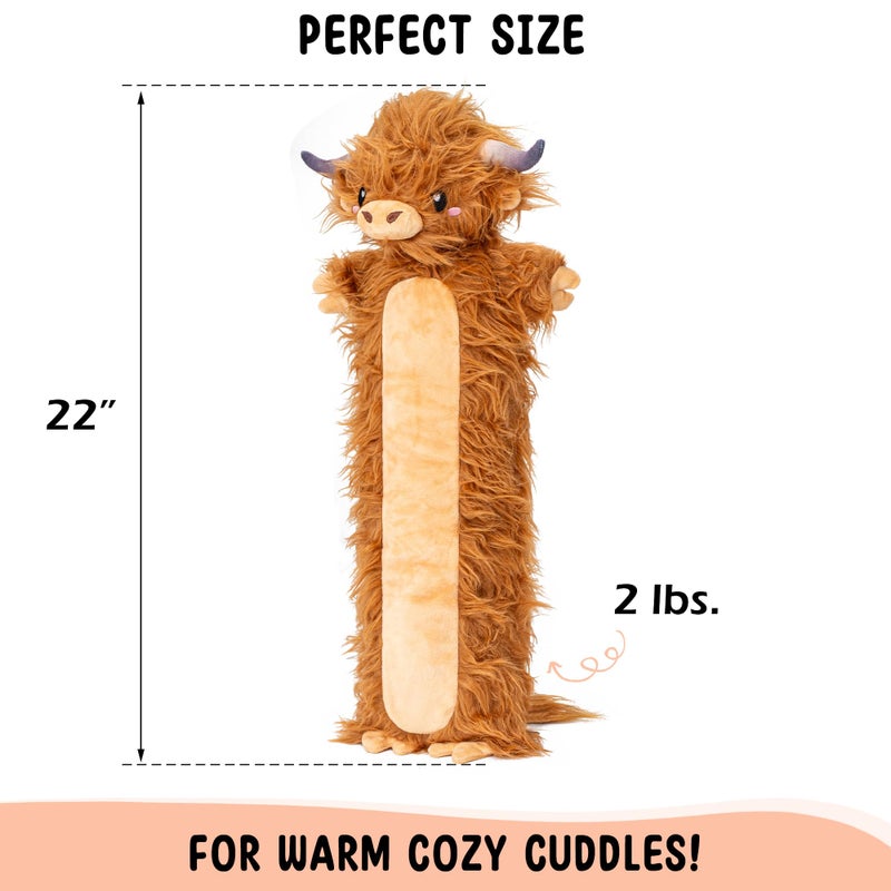 Happy Fuel Brown Highland Cow Microwavable & Weighted Stuffed Animals - Unscented Heatable Plush Doll, Cute Cow Plush Toys Gifts for Girls Boys and Kids, Happy Fuel - Image 4