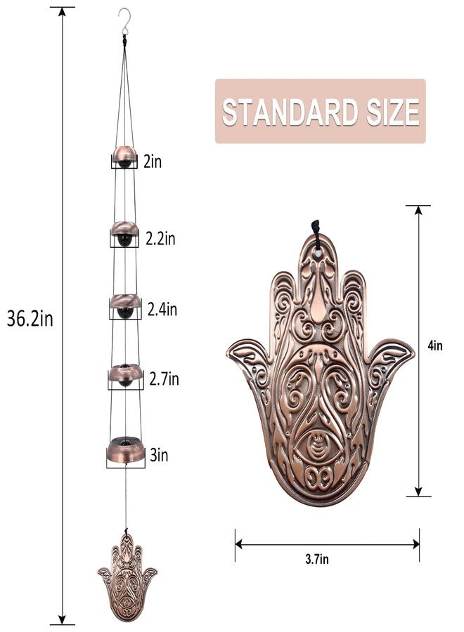 ASTARIN Copper Hand of God Temple Wind Chime - 5-Bell Red Copper Feng Shui Chime with Sacred Hand of God Medallion for Porch, Patio, Garden Décor & Memorial Keepsake - Image 4