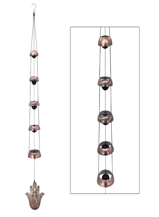 ASTARIN Copper Hand of God Temple Wind Chime - 5-Bell Red Copper Feng Shui Chime with Sacred Hand of God Medallion for Porch, Patio, Garden Décor & Memorial Keepsake - Image 1