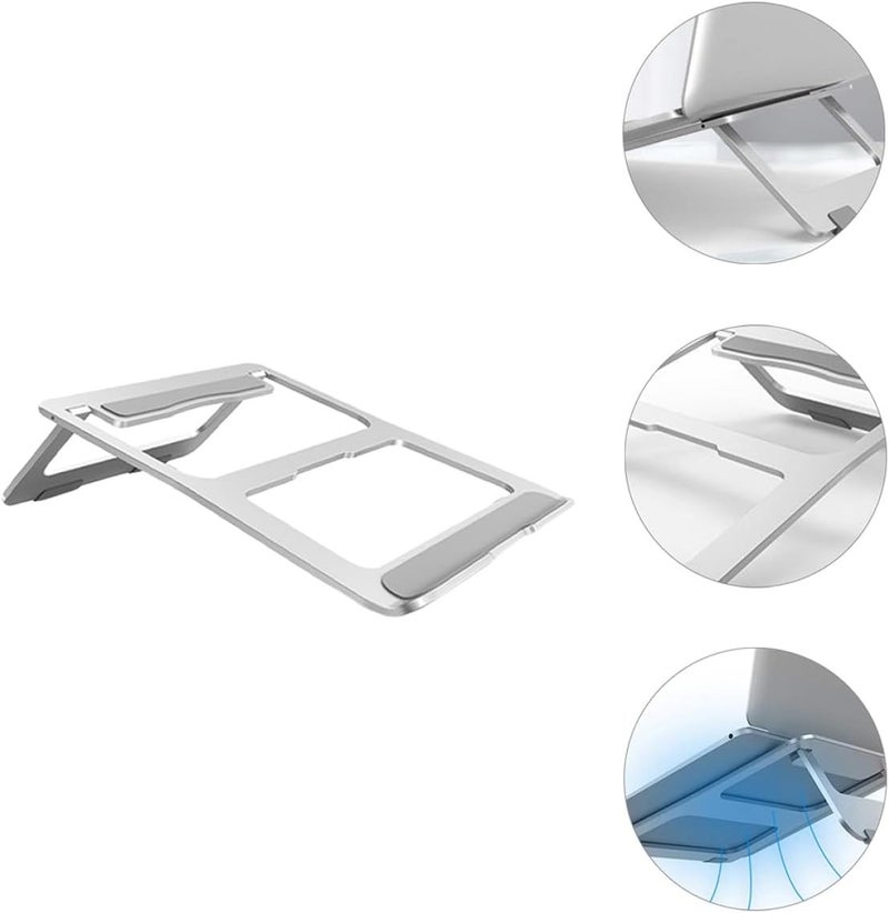 KESYOO Aluminum Alloy Foldable Laptop Stand Hollow Cooling Rack Anti-Slip Computer Holder for Desk Use Silver - Image 5