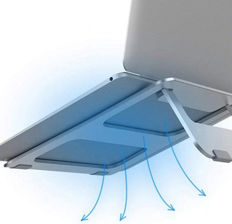 KESYOO Aluminum Alloy Foldable Laptop Stand Hollow Cooling Rack Anti-Slip Computer Holder for Desk Use Silver - Image 4