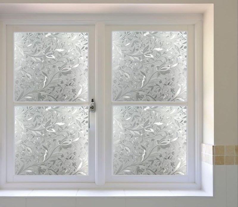 WISDOM Glass Window Frosted Film Self Adhesive Decorative Window Film for Privacy Vinyl Frosted Film (Glass Flower Frosted, 12x60 inch) - Image 3