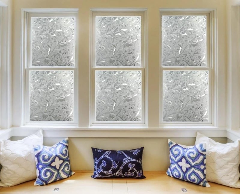 WISDOM Glass Window Frosted Film Self Adhesive Decorative Window Film for Privacy Vinyl Frosted Film (Glass Flower Frosted, 12x60 inch) - Image 5