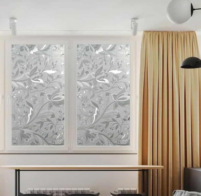 WISDOM Glass Window Frosted Film Self Adhesive Decorative Window Film for Privacy Vinyl Frosted Film (Glass Flower Frosted, 12x60 inch) - Image 4