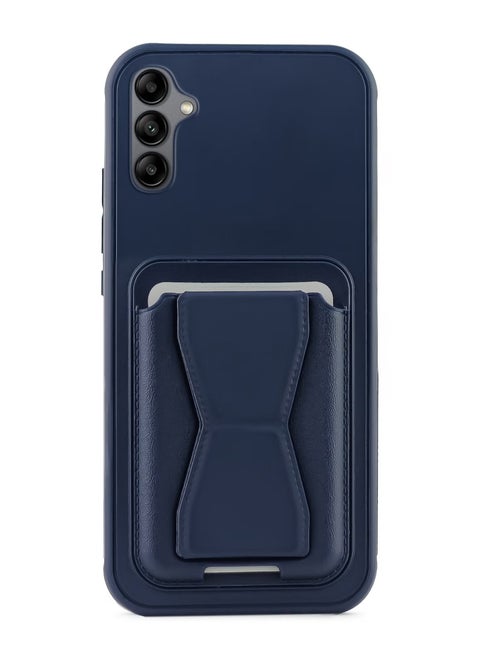 جراب خلفي من الجلد مع محفظة للبطاقات جراب قابل للطي مقاوم للصدمات متوافق مع Samsung Galaxy A35 (أزرق)