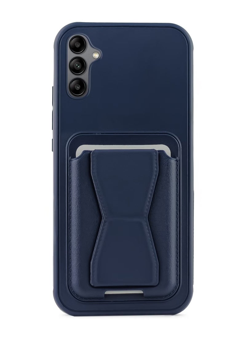 جراب خلفي من الجلد مع محفظة للبطاقات جراب قابل للطي مقاوم للصدمات متوافق مع Samsung Galaxy A35 (أزرق)