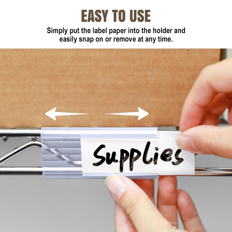 Lenink 30Pcs Wire Shelf Label Holders,Plastic Wire Rack Label Holder,Compatible with Metro 1-1/4in Shelves,Label Area 3in Lx1.25in H (Label Paper Insert Included) - Image 3