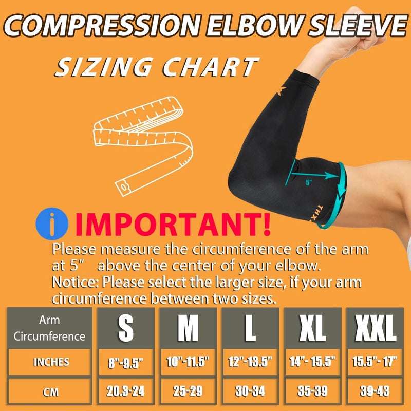 THX4COPPER Elbow Compression Sleeve(2 Pieces) - 1Copper Infused Support –Guaranteed Recovery Copper Elbow Brace-Idea for Workouts, Sports, Golfers, Tennis Elbow, Arthritis, Tendonitis-Large - Image 2