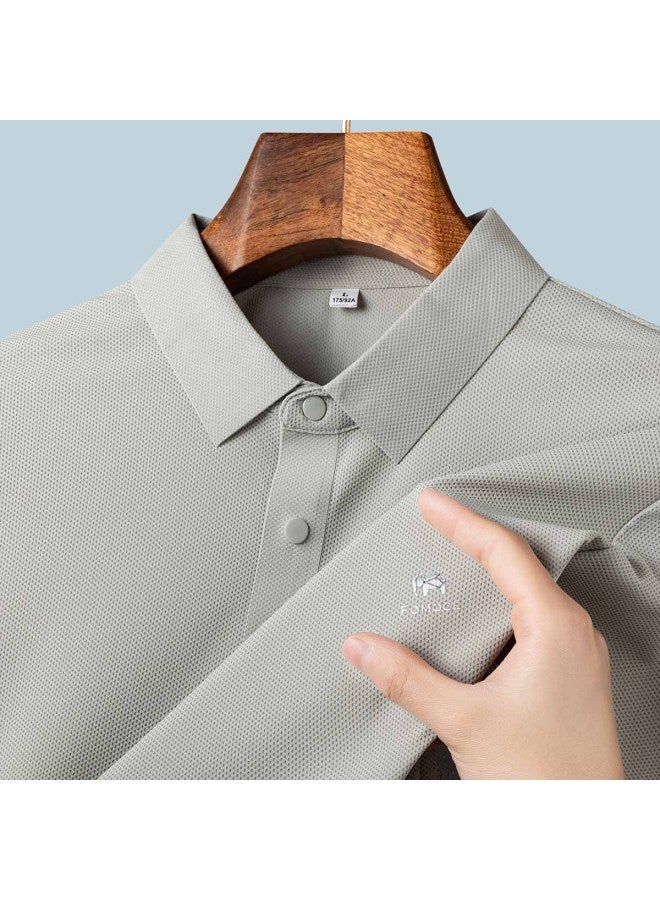 Fomoce men's Knitted Short-sleeve Polo Shirt - Cool & Breathable Sports T-shirt For Men - Image 3