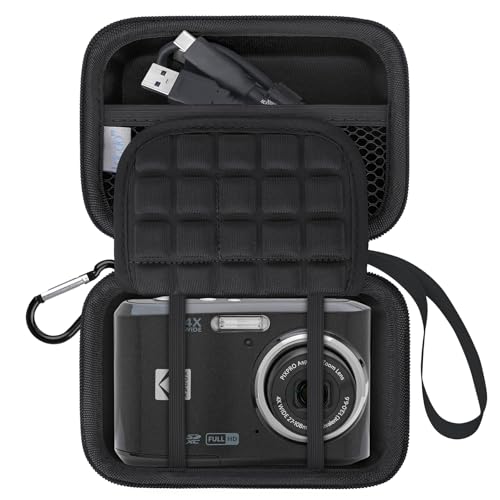 Lacdo Camera Case Compatible with KODAK PIXPRO FZ45 FZ55 FZ53 FZ43 16MP Vlogging Digital Camera Hard EVA Protective Camera Storage Trave Bag Mesh Pocket Fit Batteries USB Cable SD CardBlack - Image 1