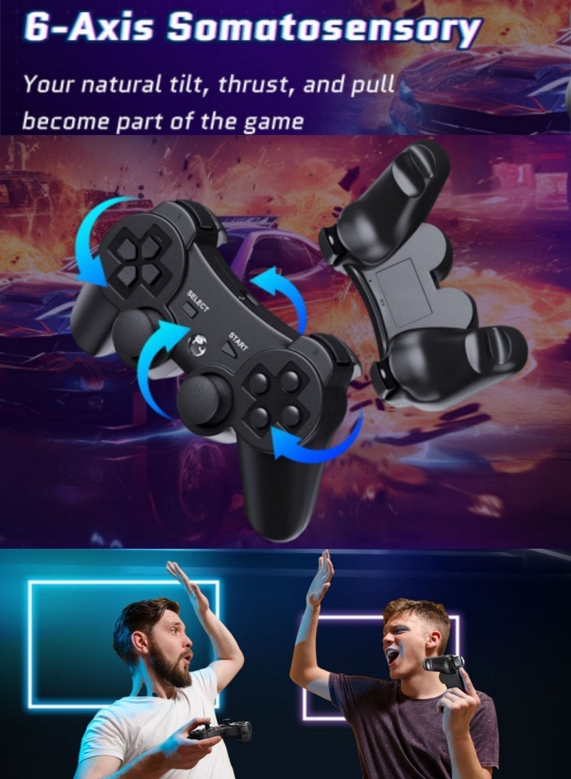 CoolRabbie Replacement Gaming Pad for PS3 Controller, 2 Pack Wireless Controllers for PlayStation 3,Slim,Pro,Dual Shock Remote Control with 6-Axis Motion, Bluetooth Gamepad with 500mAh Battery, Cheap Ideal Gift, 2 Black - Image 5