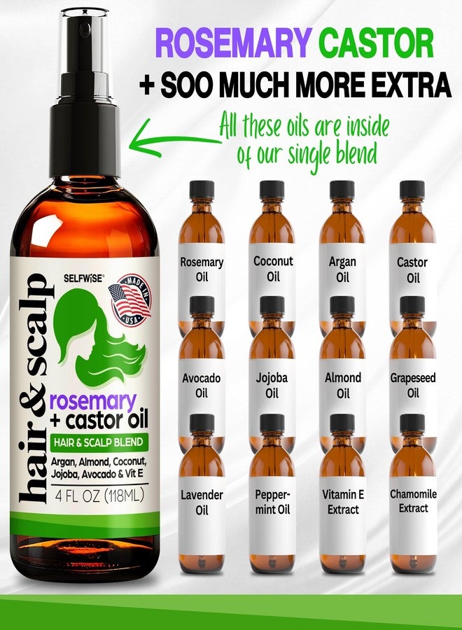 SELFWISE Organic Rosemary Castor Oil For Hair Growth: Enriched with Argan, Coconut, Jojoba, Vitamin E, Aloe Vera, Lavender & Peppermint for Natural Hair & Scalp Treatment for All Hair Types, Women & Men 4oz - Image 2