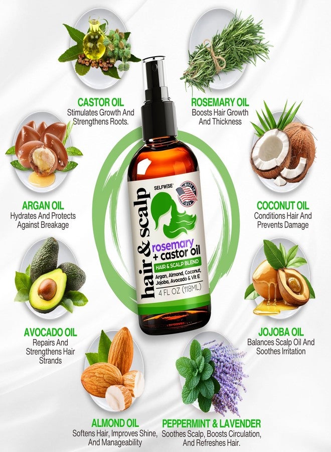 SELFWISE Organic Rosemary Castor Oil For Hair Growth: Enriched with Argan, Coconut, Jojoba, Vitamin E, Aloe Vera, Lavender & Peppermint for Natural Hair & Scalp Treatment for All Hair Types, Women & Men 4oz - Image 4