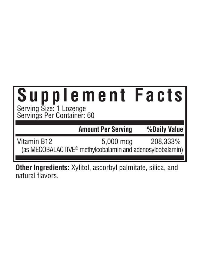 Seeking Health - Active B12 5000 5000 Mcg B12 As Adenosylcobalamin And Methylcobalamin Potent Formula Supports Healthy Metabolism Methylation Cognitive Health Vegan And Vegetarian (60 Lozenges)* - Image 1