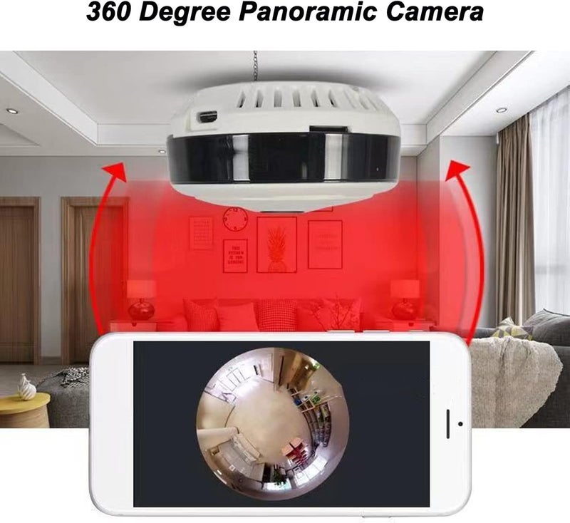 klarako Fisheye IP Camera, Fisheye 360 Degree Panoramic Webcam, WiFi Wireless Camera, Night Vision Motion Detection Two Way Audio Camera, AC110‑240V - Image 2