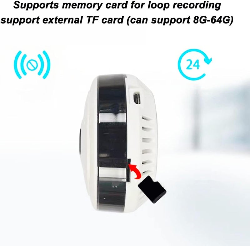 klarako Fisheye IP Camera, Fisheye 360 Degree Panoramic Webcam, WiFi Wireless Camera, Night Vision Motion Detection Two Way Audio Camera, AC110‑240V - Image 3