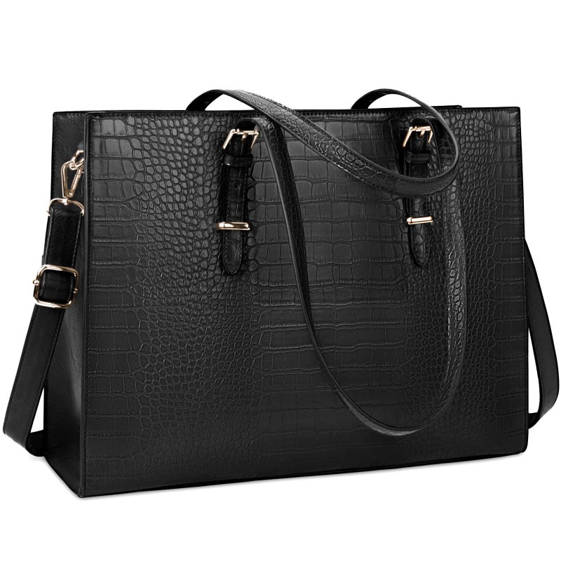 Lubardy Laptop Bag for Women 15.6 inch Laptop Tote Bag Leather Classy Computer Briefcase for Work Waterproof Handbag Shoulder Bag Women Business Office Bag - Image 1