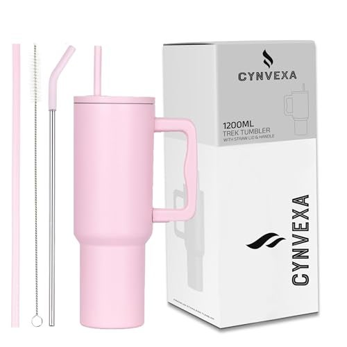 CYNVEXA Tumbler with lid and Straw 1200ML Cup Stainless Steel Vacuum Insulated Tumbler for Water, Iced Tea or Coffee 1.2L Office Gym Travelling (40 - Oz - Pink) - Image 1