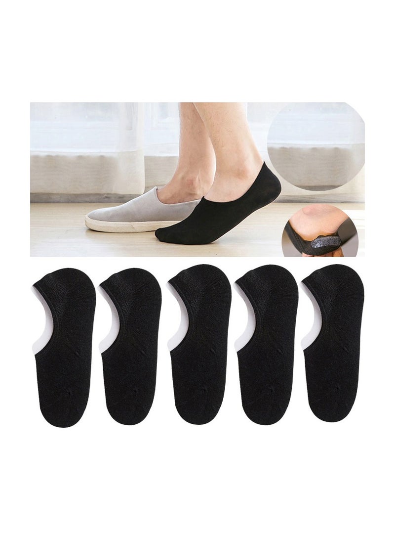 VIUAUAX جوارب قارب رجالي للرجال، ربيع وخريف وصيف مضادة للرائحة من السيليكون الضحل غير القابل للانزلاق، جوارب غير مرئية للرجال غير قابلة للانزلاق.5 أزواج من الجوارب الرجالية غير الظاهرة ذات القصات المنخفضة الرقيقة غير القابلة للانزلاق. - Image 1