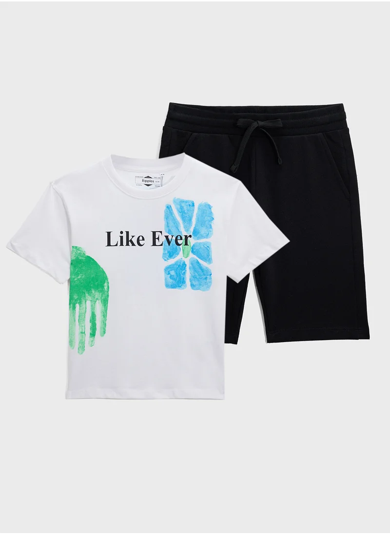 Ripples Oversized T-Shirt & Shorts Set