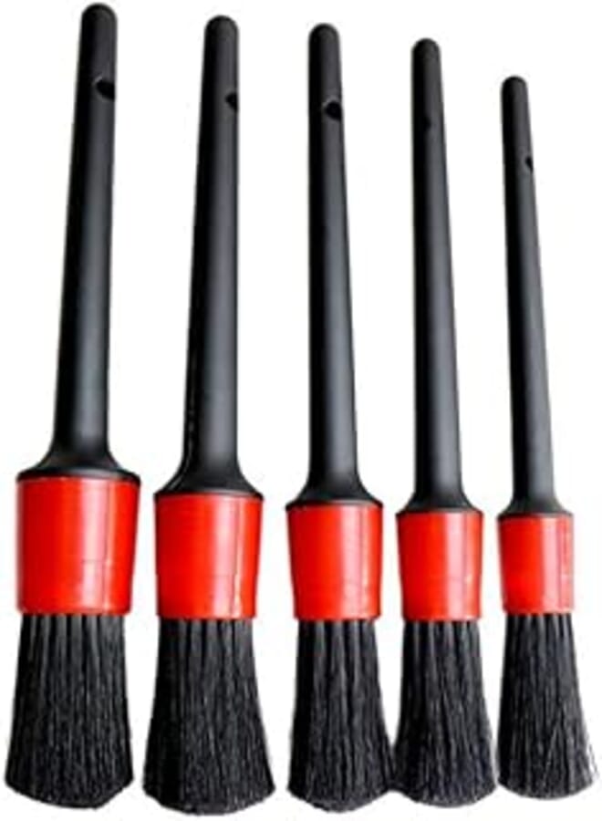 5 PCS Car Detailing Brush Set Detail for Cleaning Wheels Engine Emblems Air Vents Useful