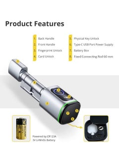 LUMIVE Lumive Smart Door Lock Support Up to 100 Fingerprints, Smart Lock with Remote App Unlocking, 2x RFID Smart Card , Silver , 80mm Cylinder, Battery Included  - Image 4