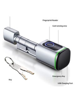 LUMIVE Lumive Smart Door Lock Support Up to 100 Fingerprints, Smart Lock with Remote App Unlocking, 2x RFID Smart Card , Silver , 80mm Cylinder, Battery Included  - Image 5