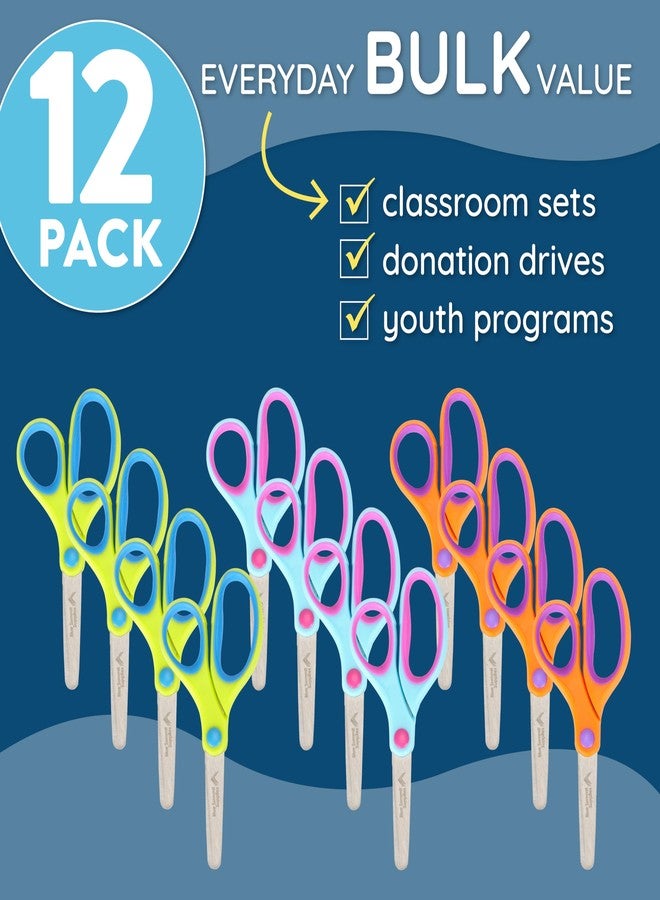 Blue Summit Supplies 12 Pack Kids Scissors, Safety Children Scissors for School, Students, & Classrooms, Comfort Grip, Blunt Tip, Assorted Colors (Orange, Blue, Pink) - Image 5