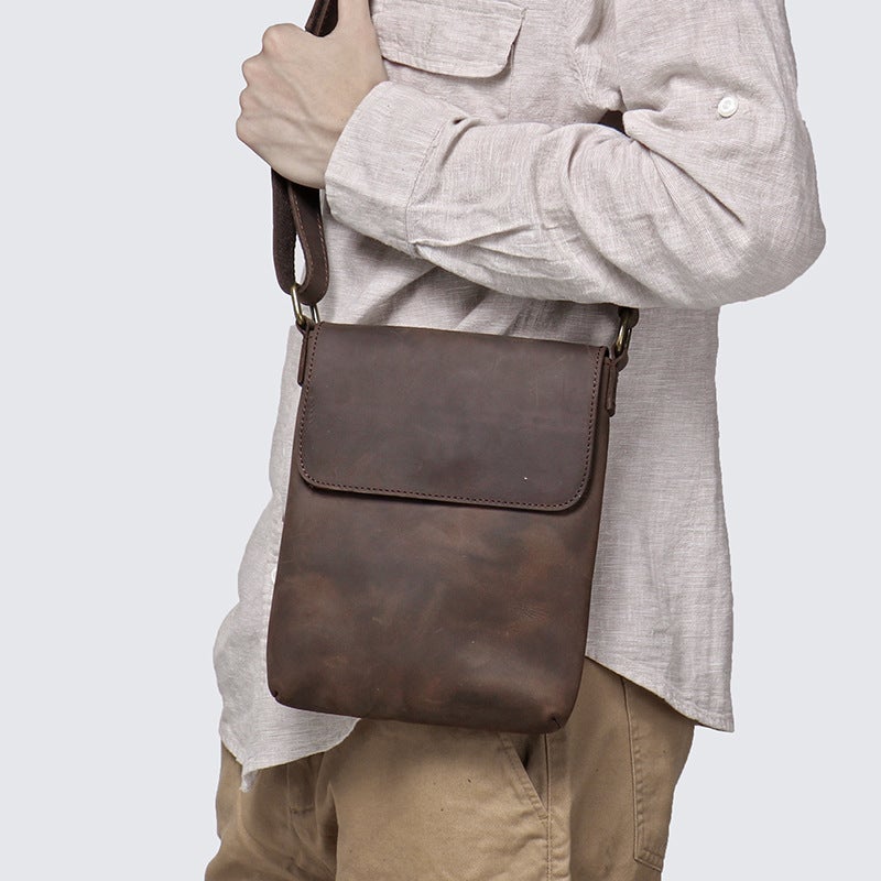 Men's Genuine Leather Crossbody Bag – Vintage Cowhide Shoulder Backpack - Image 2