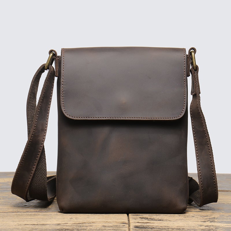 Men's Genuine Leather Crossbody Bag – Vintage Cowhide Shoulder Backpack - Image 3
