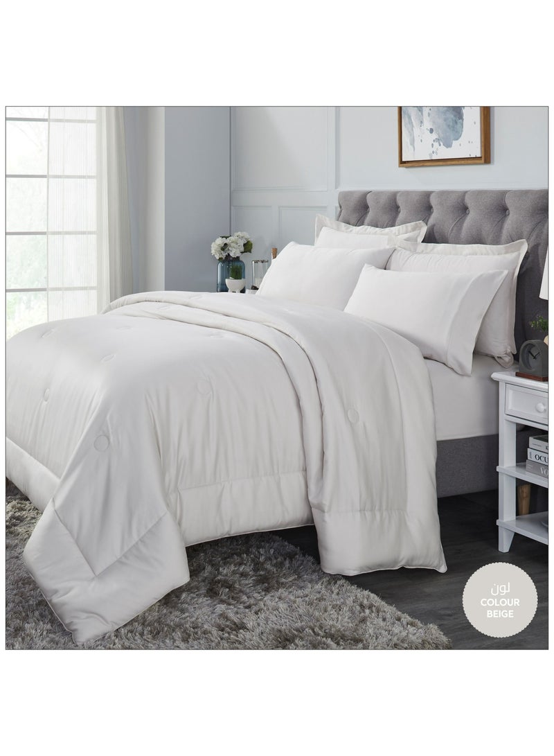 Donetella Comforter Set 6-Pieces Double Size Bed Fits(200 x 200 Cm)Hotel Style All Season Cotton Blend Bedding Set With Down Alternative Filling, Beige  - Image 2