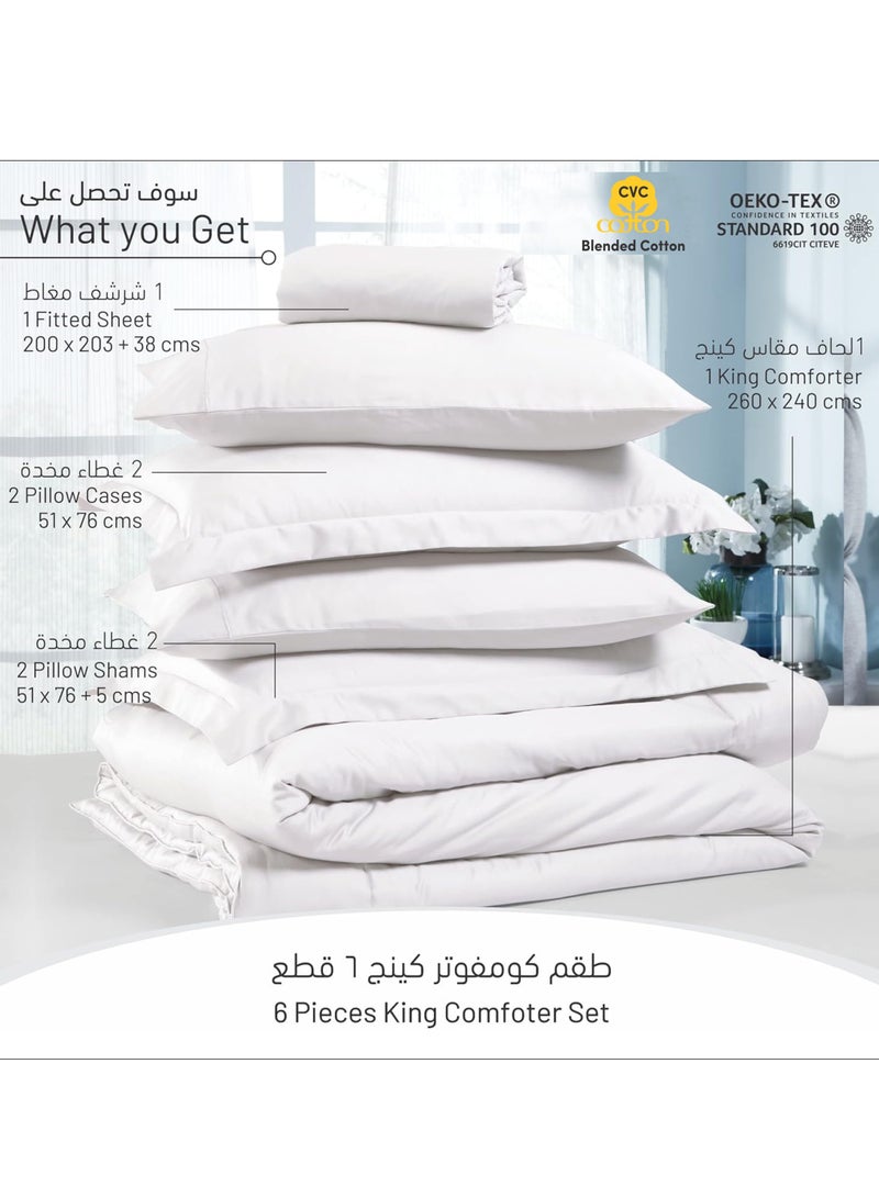 Donetella Comforter Set 6-Pieces Double Size Bed Fits(200 x 200 Cm)Hotel Style All Season Cotton Blend Bedding Set With Down Alternative Filling, Beige  - Image 3