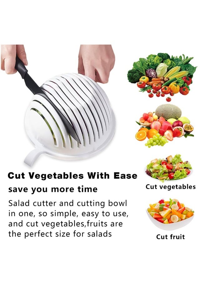 Generic Salad Cutter Bowl, Veggie Choppers and Dicers, MultiFunctional Fast Salad Cutter Bowl, Vegetable Drain Bowl, Salad Cutter Bowl with Lid Fast Vegetable Cut Set  - Image 2