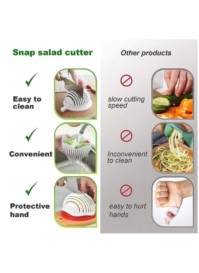 Generic Salad Cutter Bowl, Veggie Choppers and Dicers, MultiFunctional Fast Salad Cutter Bowl, Vegetable Drain Bowl, Salad Cutter Bowl with Lid Fast Vegetable Cut Set  - Image 4