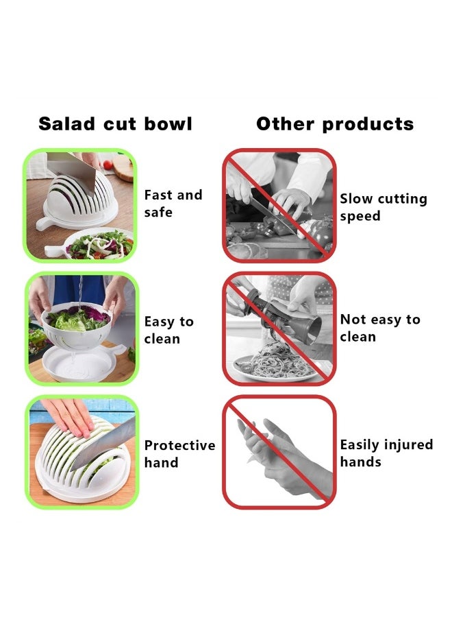 Generic Salad Cutter Bowl, Veggie Choppers and Dicers, MultiFunctional Fast Salad Cutter Bowl, Vegetable Drain Bowl, Salad Cutter Bowl with Lid Fast Vegetable Cut Set  - Image 5