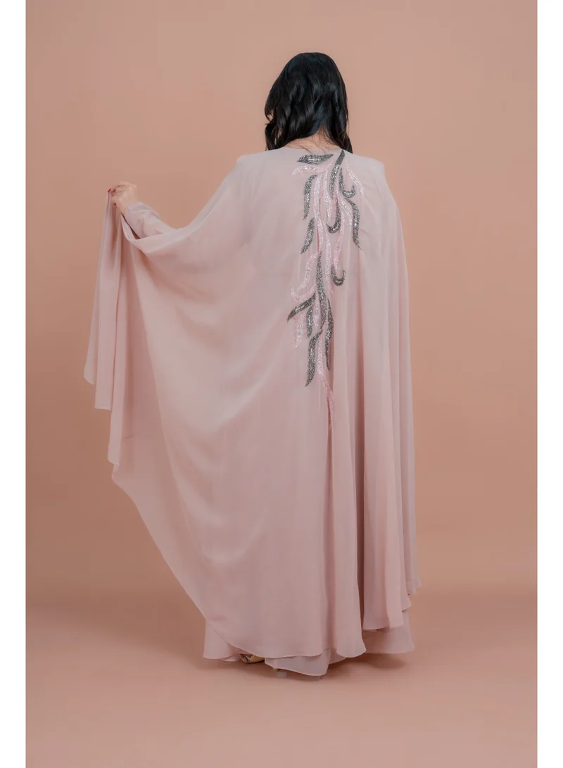 IKKXA Belted Elegant 2-Piece Kaftan IKS503 Pink