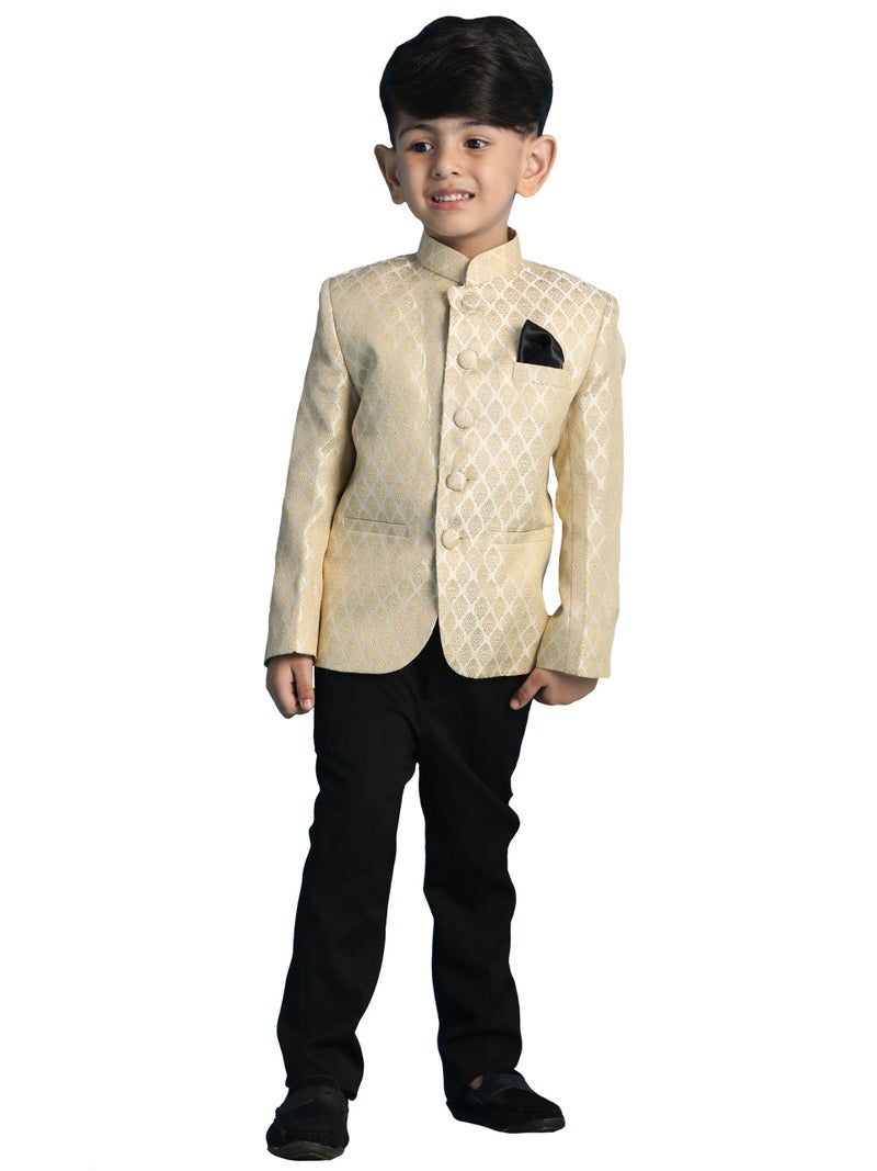 JBN Creation Vastramay Boys' Cream Jacquard Jodhpuri Bandhgala (B1402) - Image 5