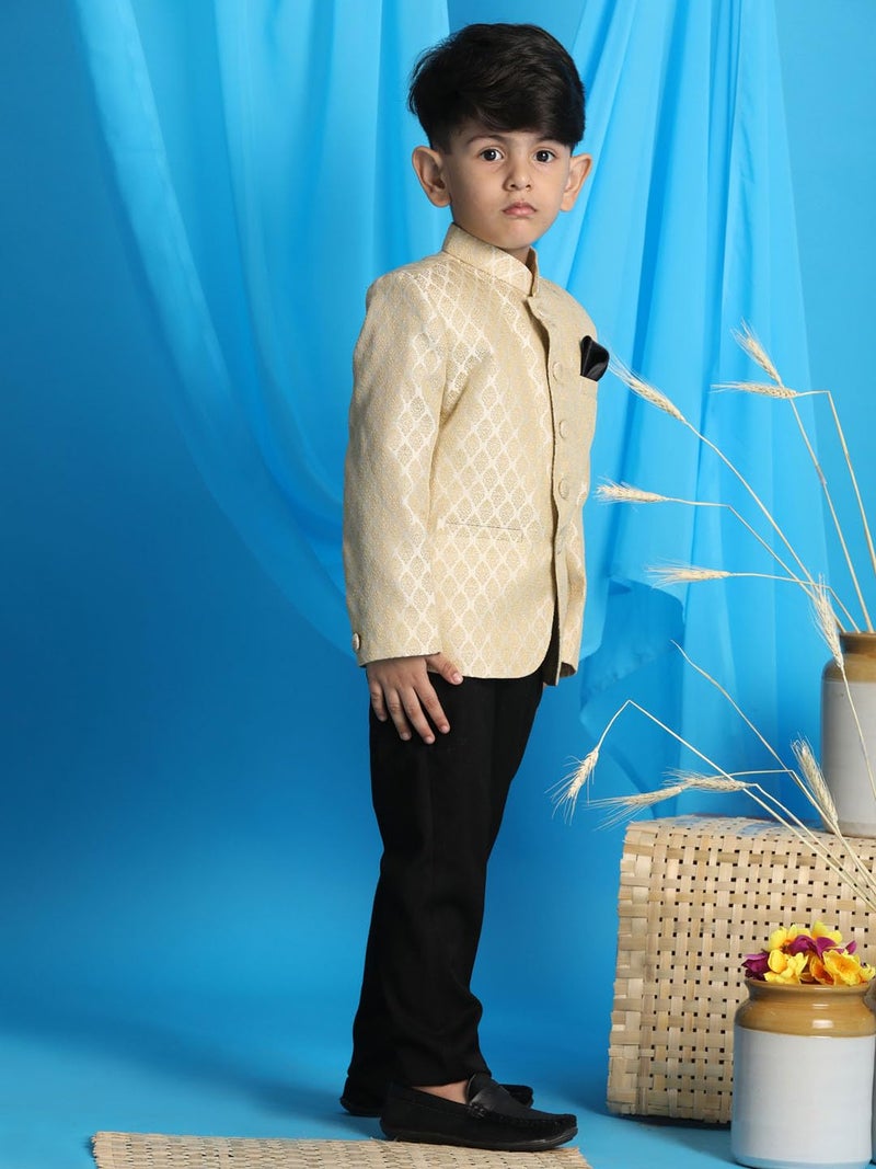 JBN Creation Vastramay Boys' Cream Jacquard Jodhpuri Bandhgala (B1402) - Image 2