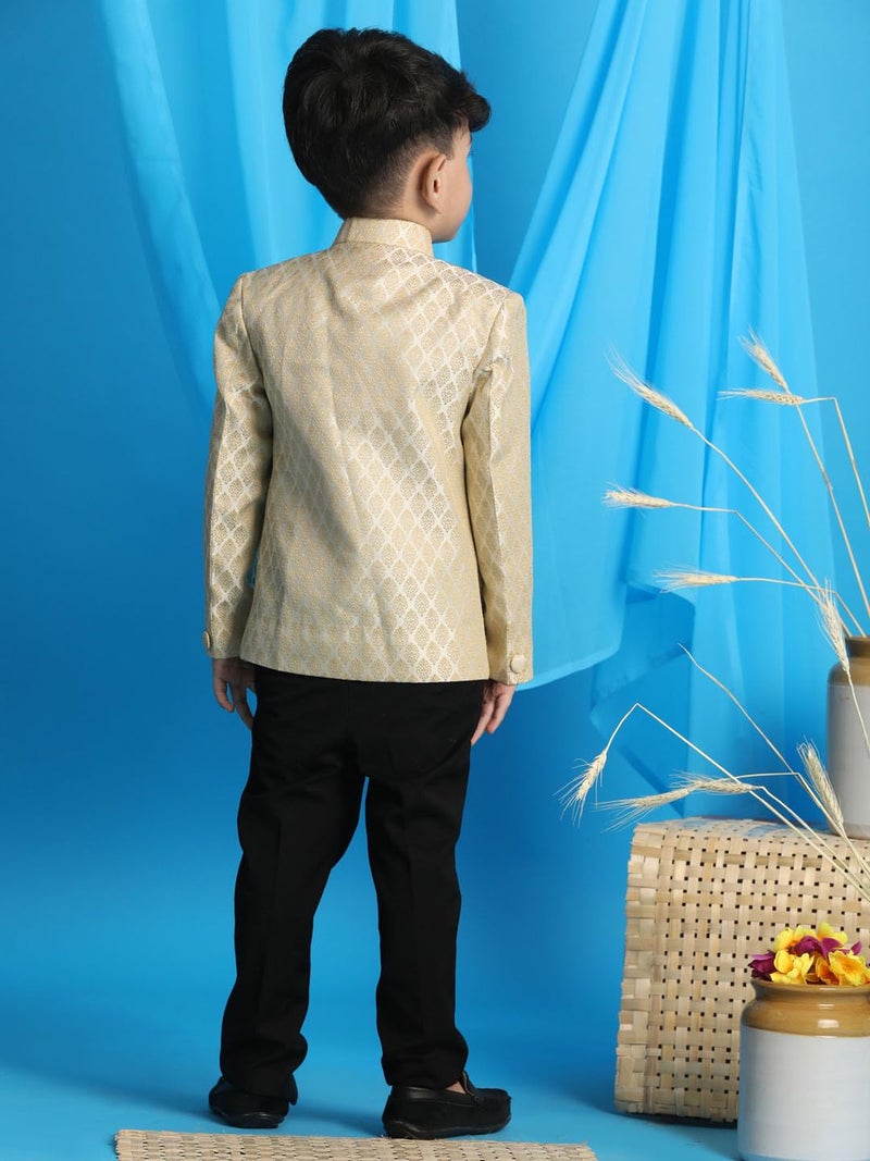JBN Creation Vastramay Boys' Cream Jacquard Jodhpuri Bandhgala (B1402) - Image 3