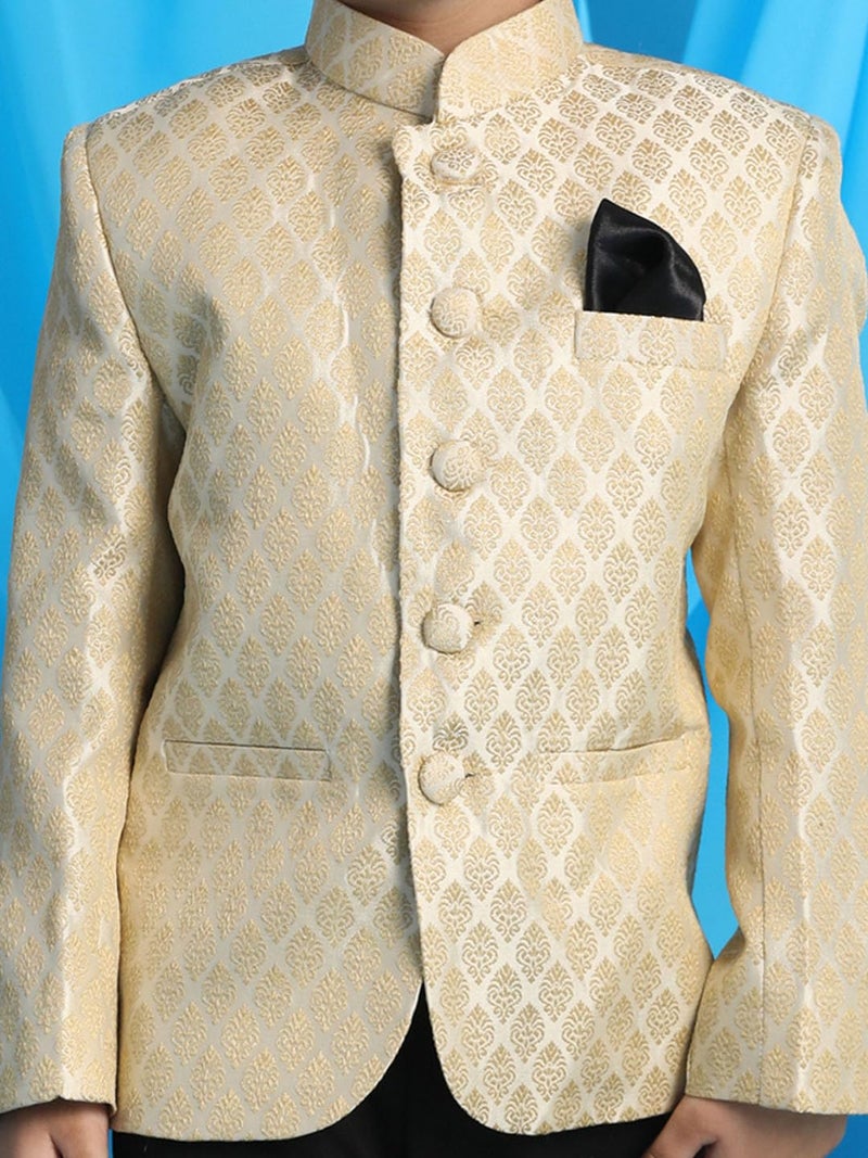 JBN Creation Vastramay Boys' Cream Jacquard Jodhpuri Bandhgala (B1402) - Image 4