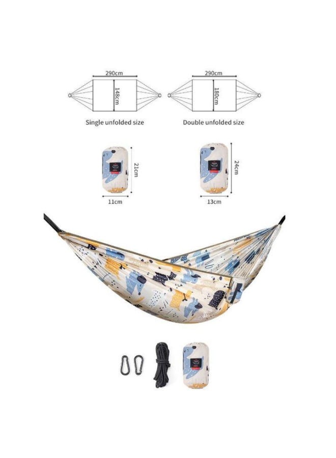 Naturehike Leaf-Print Parent-Child Double Hammock  Lightweight 240T Pongee Polyester, Tear-Resistant, With Secure Ropes & Metal Buckles - Image 2