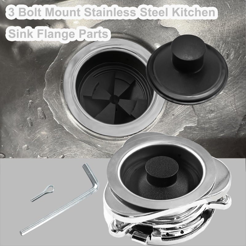 Anglepingping Garbage Disposal Flange Kit and Stopper for InSinkErator,3 Bolt Mount Stainless Steel Kitchen Sink Flange Parts with Stopper Compatible with InSinkErator Models Garbage Disposal(114mm) - Image 5