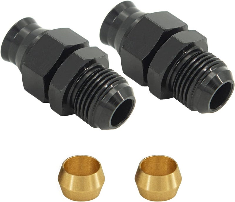 CNRAQR 8AN Male Flare to 3/8" Fuel Hardline Tube Fitting Adapter Connector Aluminum Alloy Black Anodized 2Pcs - Image 1