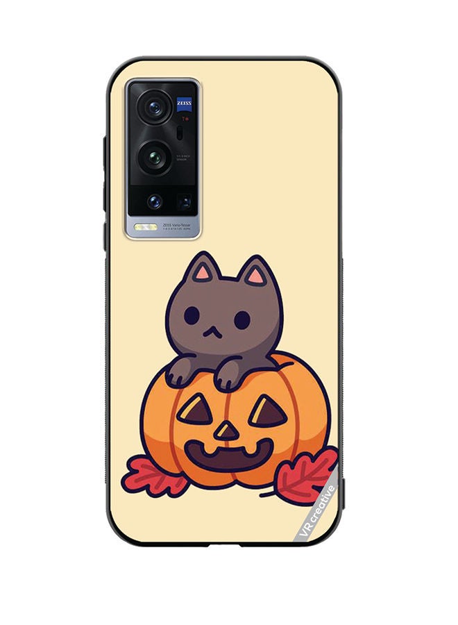 VR CREATIVE Protective Case Cover For Vivo X60 Pro Plus Cat In A Pumpkin Design Multicolour - Image 1