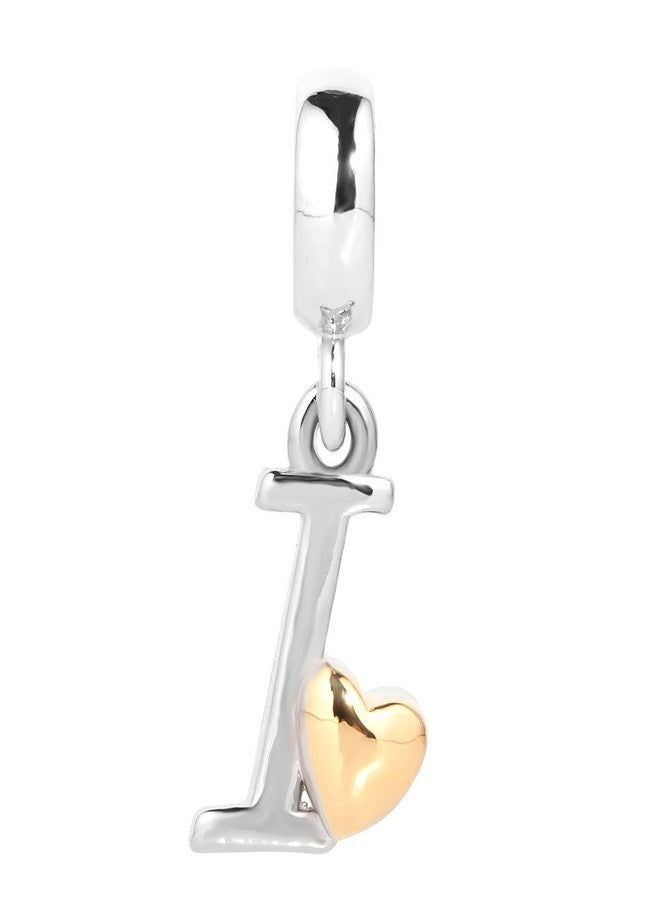 QueenCharms Initial A-Z Letter Charm Golden Heart Alphabet Dangle Beads For Bracelets & Necklaces (I) - Image 2