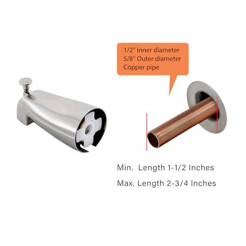 Tearel Slip Fit Tub Spout with Pull-Up Diverter for 1/2 inch Copper Tube, Brushed Nickel - Image 2