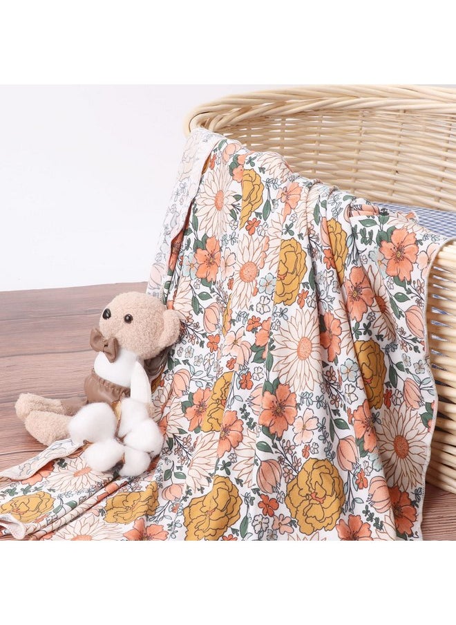 DRESHOW DRESHOW BQUBO Newborn Floral Receiving Blankets Newborn Baby Swaddling with Headband Set Warm Shower Gift  - Image 4