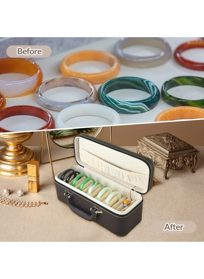 Yiju 15 Slots Bangle Box, Jade Bracelets Display Case Storage Case Jewelry Organizer PU Leather Bracelet Case for Retail Stores Dresser Engagement, Faux Leather, - Image 3