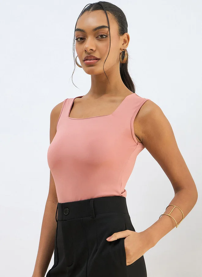 SASSAFRAS Pink Sleeveless Bodysuit for Women